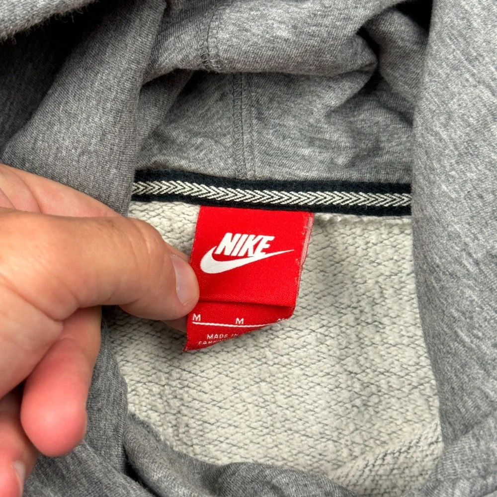 Nike Womens Medium Funnel Neck Hoodie Heather Grey Futura Logo Pullover Casual